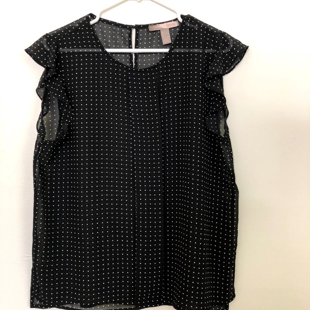 Flutter sleeve black pattern Forever 21 blouse